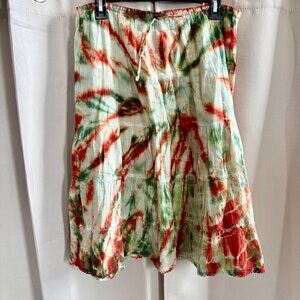 Kaaku Women Skirt One Size Tie Dye Tier Lace Festival Hippie Gauzy Beachy 17890x